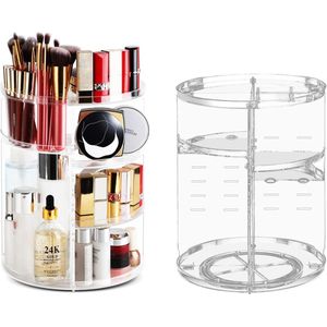 Make-up Organizer, 360° Rotatie, Transparant Cosmetica Organizer, Draaiende Make-up Opbergbak, Lade, Slaapkamer, Badkamer Opslag (Transparant)