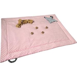 IL BAMBINI Baby & Peuter Speelkleed Rosa - Speelmat -  Speeldeken - Vloerkleed - Minky  - 130 x 90 cm - Roze & Grijs