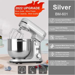 Mixer met Mengkom - Deegmixer - Kneedmachine - 6 Snelheden - 1200 Watt - Zilvergrijs - 6 Liter Mengkom - Digitaal Display