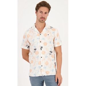 Gabbiano Overhemd Overhemd Multicolor Printed Met Open Kraag 334549 101 White Mannen Maat - XXL