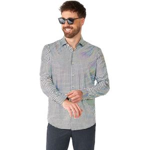OppoSuits Shirt - Discoballer - Heren Carnaval Overhemd - Glimmend Disco Bal Shirt - Discobal Zilver - Maat: M