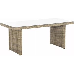 In And OutdoorMatch Tuintafel Presley - Glastafel rotan wicker - Tuinmeubelen - Eettafel - Buitentafel - Salontafel - 180cm