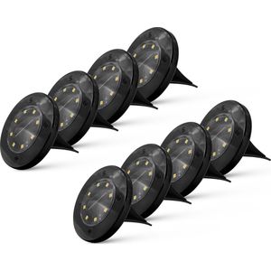 FlinQ Fly - Solar Grondspots - Solar Tuinverlichting - Zonne-energie - 8-pack - Zwart