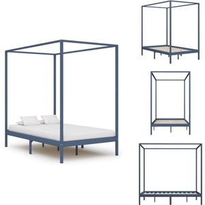 vidaXL Bedframe - Bedframes - Tweepersoonsbed - Tweepersoonsbedden - Hemelbedframe massief grenenhout grijs 120x200 cm