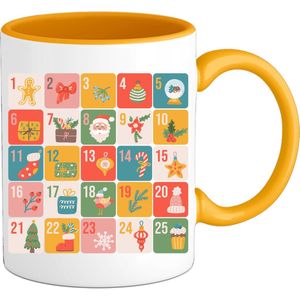 Adventskalender Kerst - Aftelkalender - Kalender - Mok - Geel