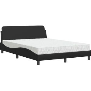 vidaXL - Bed - met - matras - kunstleer - zwart - 140x200 - cm