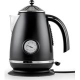 Waterkoker 1,7 liter - thermometer - RVS - Mat zwart