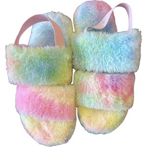 Merloze Fluffy rainbow dames pantoffels maat 38