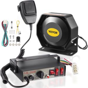 VEVOR 9-Toon Auto-Waarschuwingsalarmluidspreker 200w 12v, Universele Politie, Brandscherm, Hoorn, Luidspreker, Alarmluidspreker Met Handmicrofoon