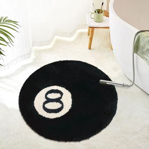 Tapijt voor 8 ballen zwart-wit vloerkleed - antislip en wasbaar - zacht cirkeltapijt voor woonkamer - eetkamer - slaapkamerdecoratie (60 cm) vloerkleed