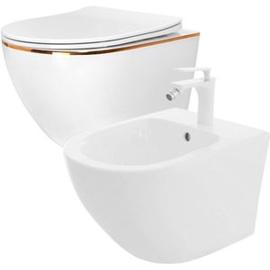 Rea - Hangende Toiletpot - Carlo Flat - Wit - 49,5X37X32Cm