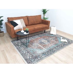 Flycarpets Adrasos Vintage Vloerkleed - Blauw - Waterdicht & Wasbaar - 160x230 cm