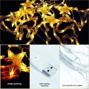 Led-Lichtsnoer 4,5 M - Feeënverlichting - Kerstdecoratie - Led-Lichtketting Voor Gordijnen - Verjaardag - Feest - Bruiloft - Verrassingen
