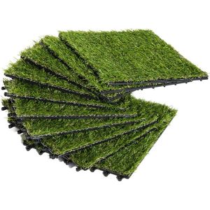 Outsunny 10 stuks kunstgras terrastegels vloertegel grasmat 30x30 cm 2 5mm groen 844-127