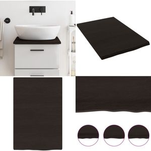 vidaXL Wastafelblad 40x60x2 cm behandeld massief hout donkerbruin - Wastafelblad - Wastafelbladen - Blad Voor Wastafel - Tafelblad