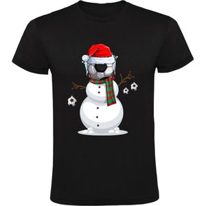 Voetbal Sneeuwpop Heren T-shirt -Foute Kersttrui - Fout kerst shirt - Kerstmis