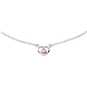 YO&NO - Ketting - Zilver - Anker - Hart - Zirkonia - 1,5mm - 36 - 38cm - Kinderen - Gerhodineerd - Zilver 925