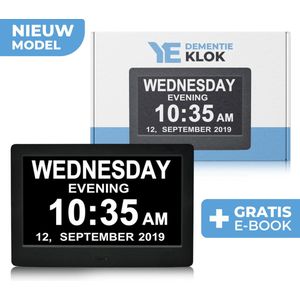YE - Digitale Dementieklok 2024 Versie – Kalenderklok met Datum en Dag – Alarmfunctie - Nederlandse Handleiding & Ebook