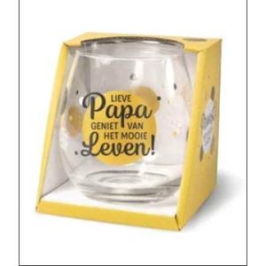 Vaderdag - Wijnglas - Waterglas - Lieve Papa geniet van het mooie leven - In cadeauverpakking met gekleurd lint