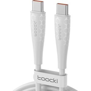 Toocki Oplaadkabel 'Super Fast Charging' - USB-C naar USB-C - 240W 6A Snellader - Power Delivery 3.1 - 1 Meter - voor MacBook/iPad, Samsung Galaxy/Note, OnePlus, Xiaomi, Google Pixel, OPPO - Tot 30 Keer Sneller - TPE-Rubber - Android Auto - Crème WIT