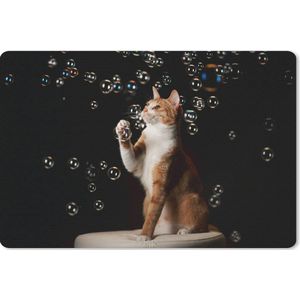 Bureau mat - Rode kat met bubbels - 60x40
