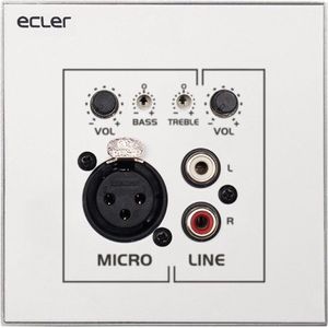 Wandpaneel / Mico-Mixer, wit, 2-kanaals, 1x XLR 3pin, 2x Cinch