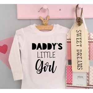 Meisjes Shirtje Daddy's little girl | Lange of korte mouw | wit | maat 56-110 shirt papa eerste vaderdag