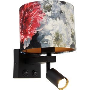 QAZQA brescia combi - Moderne Wandlamp voor binnen - 1 lichts - D 22 cm - Bloemen print - Woonkamer | Slaapkamer | Keuken
