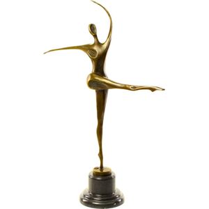 Dansende Vrouw - Art Deco - Bronzen Beeld - Moderne Kunst - Brons Sculptuur - Kunst Beelden - Gesigneerd Kunstwerk op een Marmer Sokkel - Dans Beeldje - 36x13x57