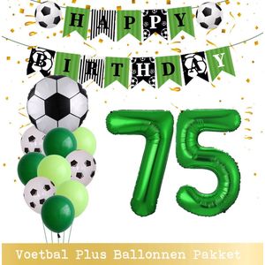 Cijfer Ballon 75 Jaar - Voetbal Ballonnen - Snoes - Pluspakket - set van 12 Sport Voetbalfan Voetbal Jongen/Meisje - Sportieve - Voetbal Vrouwen Mannen - Kinderfeestje - Verjaardag - Helium Ballon nummer 75