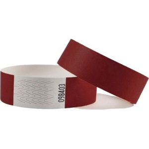 CombiCraft Blanco Tyvek Polsbandjes Bordeaux Rood - 500 stuks