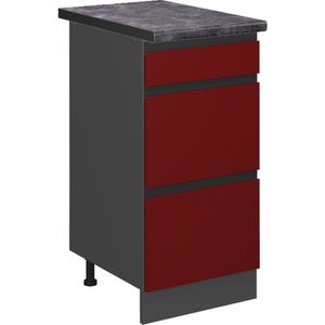 Vicco Keukenonderkast R-Line, Rood/Antraciet, 40 cm met laden, WB Antraciet