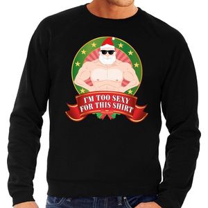 Foute kersttrui / sweater - zwart - blote Kerstman Im Too Sexy For This Shirt heren S