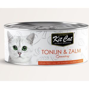 Kit Cat Tonijn & Zalm 24x80gram - Graanvrij - Kattenvoer Natvoer - Kattenblikjes