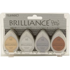4pack Brilliance dewdrops - inktkussens - inktdruppels - Tsukineko - metallic inkt - set planetarium - Galaxy gold, Platinum planet, Starlite silver, Cosmic Copper