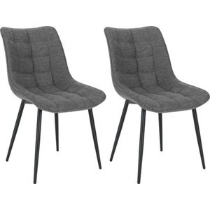 Set Van 2 Moderne Eetkamerstoelen - Linnen Zitting - Lichtgrijs