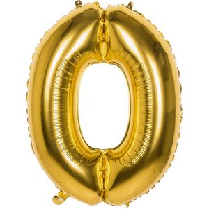 Boland - Folieballon '0' goud (86 cm) 0 - Goud - Cijfer ballon