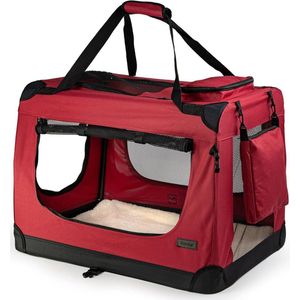 Hondentransportbox, opvouwbaar, tas voor kleine dieren, maat (S) 50 x 34 x 36 cm, rood