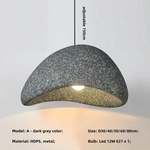 Japandi - Wabi Sabi LED 50 cm Diameter Cement DONKER GRIJS Hanglamp 150 cm Hoog Design Eetkamerlamp Moderne Woonkamer -Slaapkamer Lichtbron Nordic Wabi Sabi Hanglamp - Plafond Kroonluchter- Decor Hanglamp- Stijlvolle Verlichting Japandi Esthetiek E27