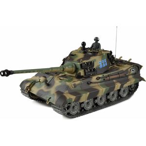 RC tank 23110 Köningstiger henschelturm 2.4GHZ pro-line met schietfunctie rook en geluid IR/BB V7.0 uitvoering metal tracks en loop en geleidewielen en luxe houten kist