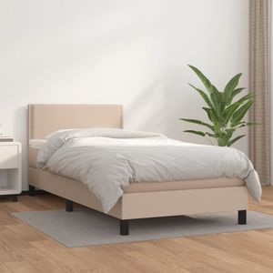 The Living Store Boxspringbed - Slaapkamermeubels - 203 x 100 x 78/88 cm - Cappuccino - Kunstleer - Inclusief matras en topmatras - The Living Store