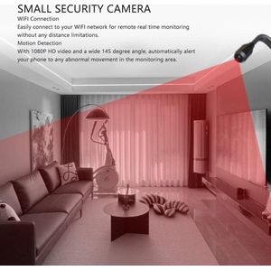 WiFi-beveiligingscamera met Verstelbare Zwanenhals en Slangenlens - Bewegingsdetectie Lusopname - 145 ° Groothoek - Thuiswinkel Balkon Kantoor - 128GB .