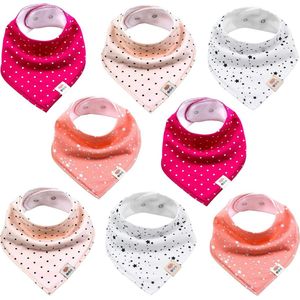 Baby driehoekige sjaal 8 stuks halsdoek schattige uniseks van katoen met verstelbare drukknopen spuugdoek slabbetjes voor kleine kinderen jongens en meisjes