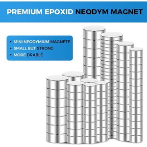 Premium Pakket van 100 Neodymium Magneten - 5 x 1 mm - Extra Sterke Mini Ronde Magneten - Zilver - Voor Koelkast, Magnetische Borden en Meer