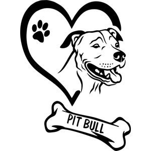 Decoratieve Auto - Raam sticker Pitbull - Hart- Bone - Hond - Dier
