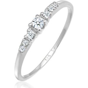 Elli PREMIUM Dames Ring Dames Verloving Elegant met Diamanten (0.11 ct.) in 585 Wit Goud