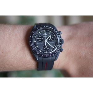 MoonSwatch horlogebandje - Zwart Rood Accent