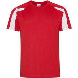 Just Cool Vegan Unisex T-shirt 'Contrast' met korte mouwen Red/White - XXL