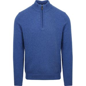 Suitable - Half Zip Trui Wol Blauw - Heren - Maat XXL - Modern-fit