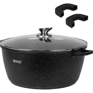 BIKO - Braadpan Ø 28 cm - Glazen deksel marmeren coating - Blackstone